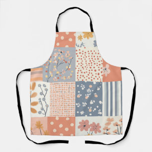 Romantisches Blumenpatchwork in Rosé und Elfenbein Schürze