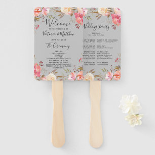 Romantisches Blush Blom Floral Hochzeitsprogramm Fächer