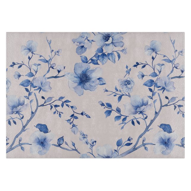Romantisches Blush Blue Floral Brautparty Schneidebrett (Vorderseite)