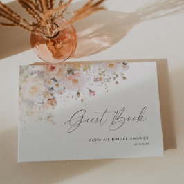 Romantisches Blush Peach Floral Brautparty Gästebuch