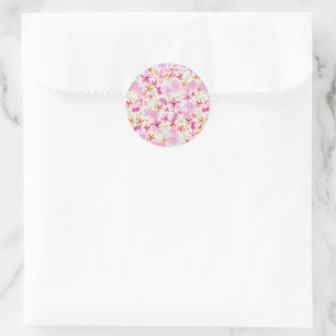 Romantisches Blush Wasserfarbe Blume Brautparty Runder Aufkleber
