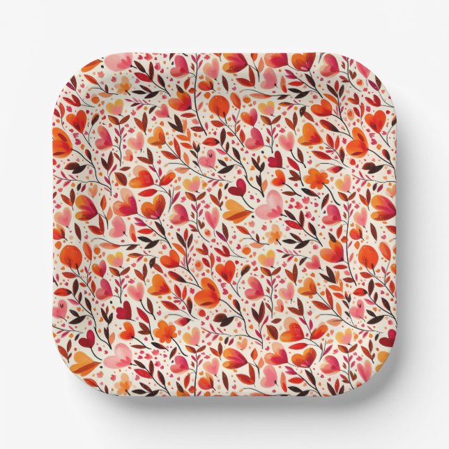 Romantisches Blut: Valentinstag Pappteller (Vorderseite)