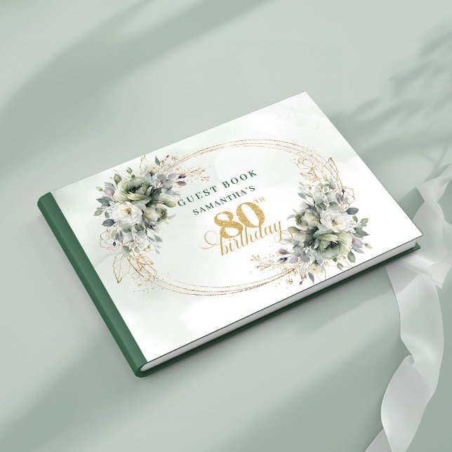 Romantisches Boho-Botanik-Gästebuch zum 80. Geburt Gästebuch (Romantic Boho Botanical 80th Birthday Guest Book)