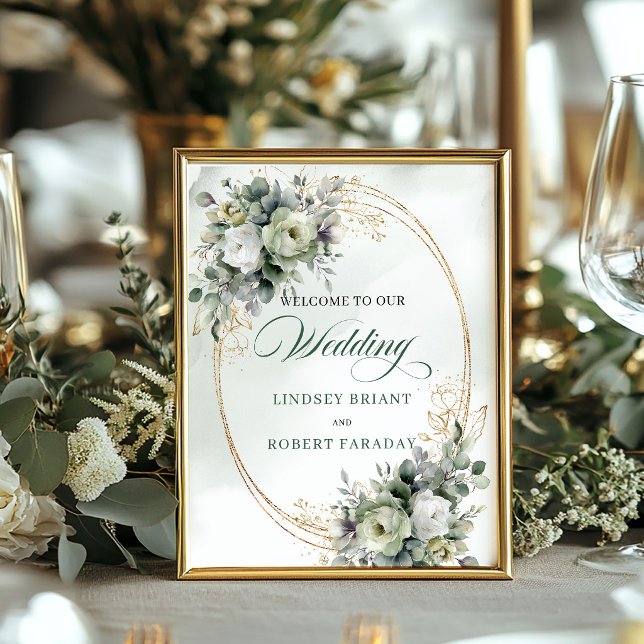 Romantisches Boho-Botanisches Hochzeits-Willkommen Poster (Romantic Boho Botanical Wedding Welcome Sign 8x10)