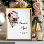 Romantisches Boho Burgundy Gold Wedding Custom Pos Poster<br><div class="desc">✅ Für passende Artikel suchen Sie 208W in meinen Sammlungen ✅ Willkommen Ihre Gäste mit Stil und Eleganz mit diesem hohlen Hochzeitsschild, mit Aquarellbordeauxrosen und Weißrosen mit schimmernden goldenen Blätter. Dieses in einer reichen Palette von Bordeaux, Marsala, Maroon, tiefrot, dunkelrot, weiß und gold gestaltete Blumenschild oder Poster verleiht Ihrem Hochzeitsdekor...</div>