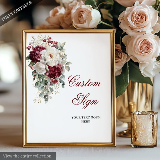Romantisches Boho Burgundy Gold Wedding Custom Pos Poster (Romantic Boho Burgundy Gold Wedding Custom Poster)
