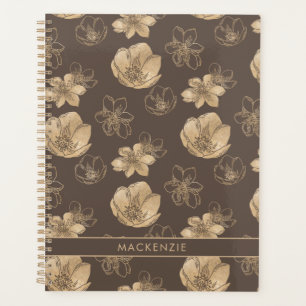 Romantisches Boho-Goldfolien-Blumenmuster Planer