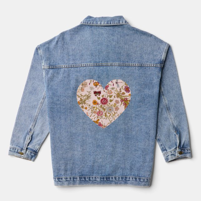 romantisches botanisches Herz  Jeansjacke (Rückseite)