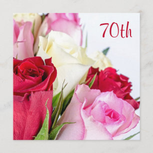 Romantisches Bouquet von Rose 70. Geburtstag Einladung