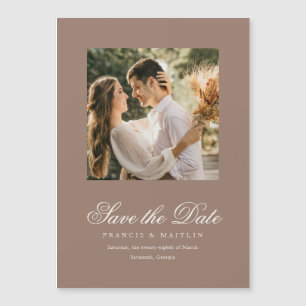 Romantisches braunes Foto Elegante Hochzeit - Merk Magnetkarte