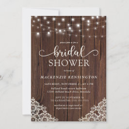 Romantisches Brautparty aus Holzreihen Einladung