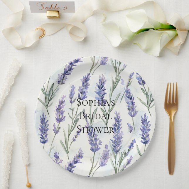 Romantisches Brautparty Hübscher Lavendel-Blume Pappteller (Hochzeit)
