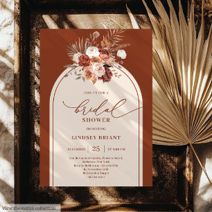 Romantisches Brautparty Rust Pampas Grass Floral Einladung