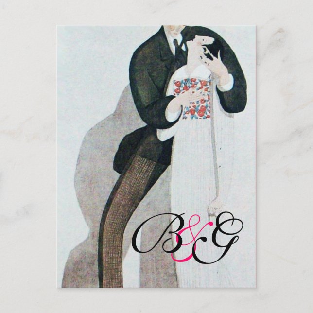 ROMANTISCHES BRIDE & GROOM WEDING PARTY MONOGRAM EINLADUNGSPOSTKARTE (Vorderseite)