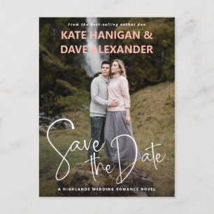Romantisches Buchcover-Foto Save the Date Ankündigungspostkarte