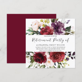 Romantisches Burgund-Rote Rose-Party Einladung