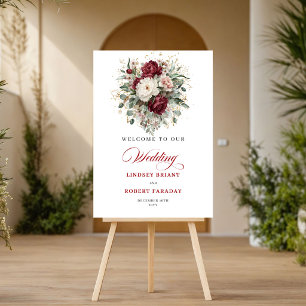 Romantisches Burgunder Blumen Eukalyptus Gold Will Poster