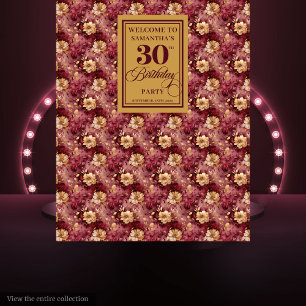Romantisches Burgundy Blush Gold 30. Geburtstagsba Wandteppich