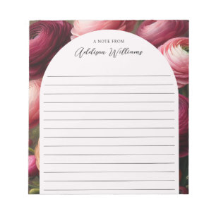 Romantisches Burgundy Ranunculus Lined Personalisi Notizblock
