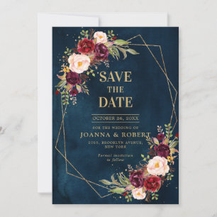 Romantisches Burgundy Rosa Botanische Geometrie S Save The Date