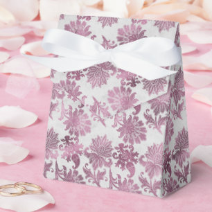 Romantisches Burgundy Rot Silver Floral Brautparty Geschenkschachtel