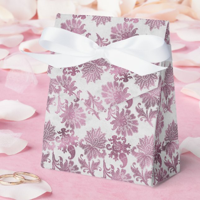 Romantisches Burgundy Rot Silver Floral Brautparty Geschenkschachtel (Hochzeit)