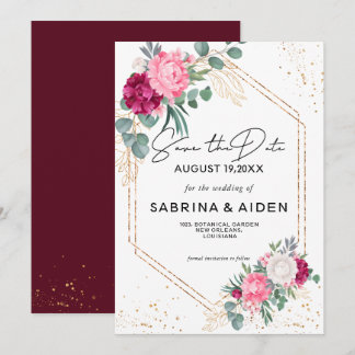 Romantisches BurgundyBlush Pink Save the Date