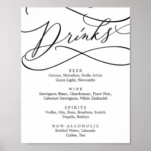 Romantisches Calligrafy Drink Menu Sign Poster