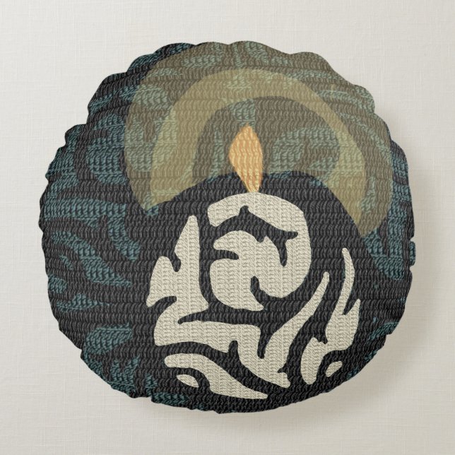 romantisches Candlelight-Scrollteppich Rundes Kissen (Vorderseite)