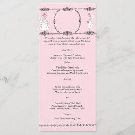 Romantisches Cartoon Brides Wedding Menu Menükarte