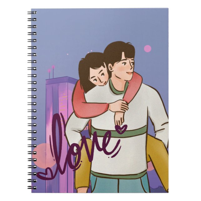 Romantisches Cartoon-Notebook - Niedliches Paar Notizblock (Vorderseite)
