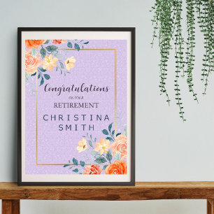Romantisches Chic Floral Watercolor Retirement Par Poster