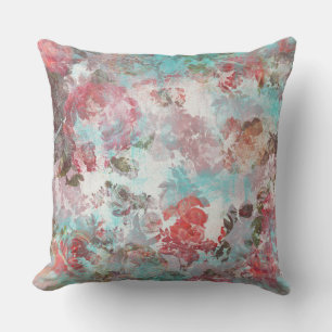 Romantisches Chic Pink Aquamarines Wasserfarbmuste Kissen