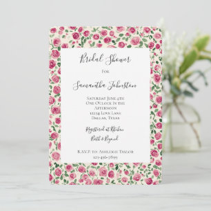 Romantisches Chic Pink Roses Brautparty Einladung
