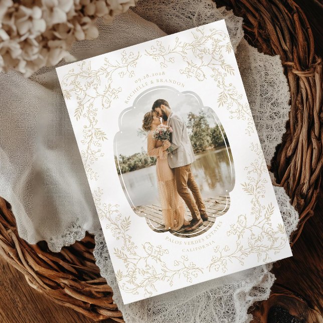 Romantisches Chinoiserie Antikes Französisches Gol Save The Date (Von Creator hochgeladen)