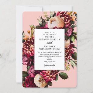 Romantisches Chrysanthemum auf Gossamer Pink Einladung