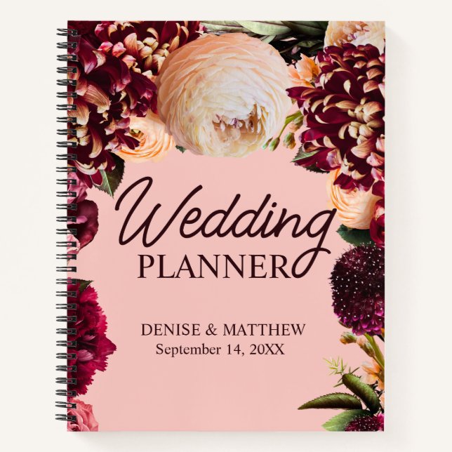 Romantisches Chrysanthemum auf Gossamer Pink Notizbuch (Vorderseite)
