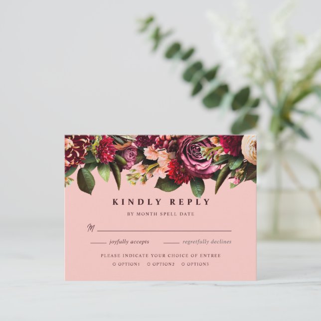 Romantisches Chrysanthemum auf Gossamer Pink Postkarte (Stehend Vorderseite)