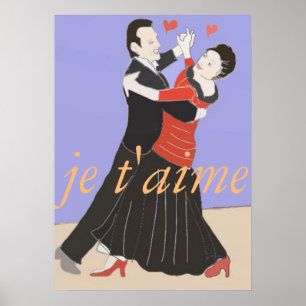 Romantisches Couple Ballroom-Tanzen in Farbe Poster