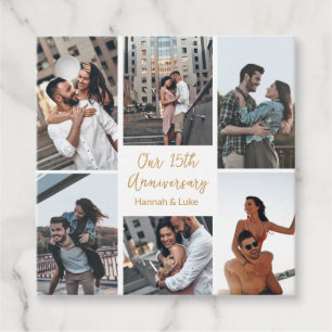 Romantisches Couple Foto Collage Jubiläum Party Geschenkanhänger