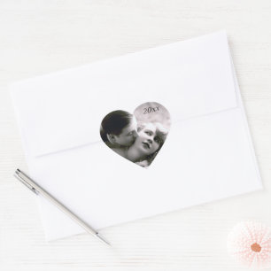 Romantisches Couple Vintag Retro Foto Elegante Lie Herz-Aufkleber