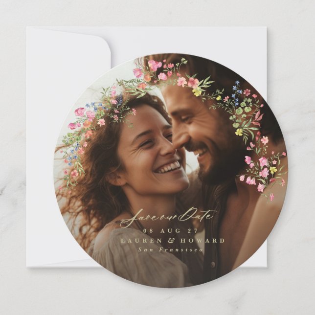 romantisches Dainty-Blumenbogen Frühjahr Hochzeit  Save The Date (Vorderseite)