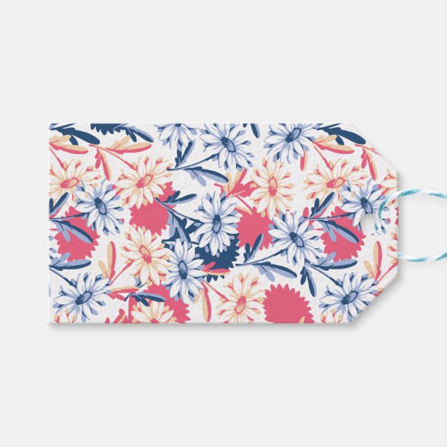 Romantisches Daisy-Blume-Muster Geschenkanhänger (Vorderseite (Horizontal))