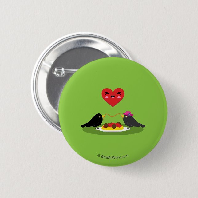 Romantisches Date mit Spaghetti Meatballs Button (Vorne & Hinten)