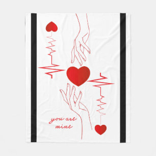 Romantisches "Du bist mein" Herzschlag-Design Flee Fleecedecke