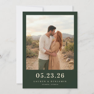 Romantisches Dunkelgrün-Foto Save The Date