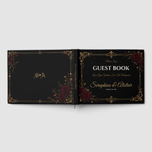Romantisches Dunkles Gothic-Rosen-Hochzeitsgästebu Gästebuch