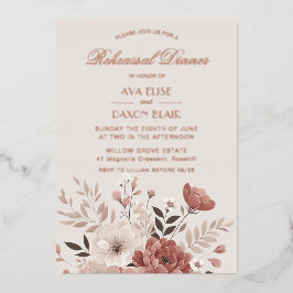 Romantisches Dusty Pink Probe Dinner Folieneinladung