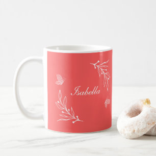 Romantisches elegantes korallenrosa Blumenmuster  Kaffeetasse