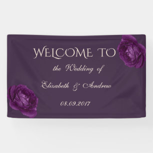 Romantisches elegantes lila Rosen Hochzeitsbanner Banner